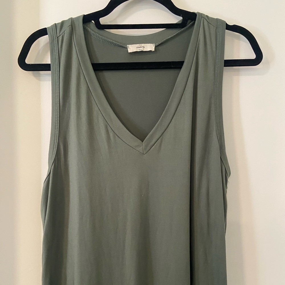 Entro size L olive green sleeveless racerback maxi T shirt dress LIKE NEW - Picture 3 of 7